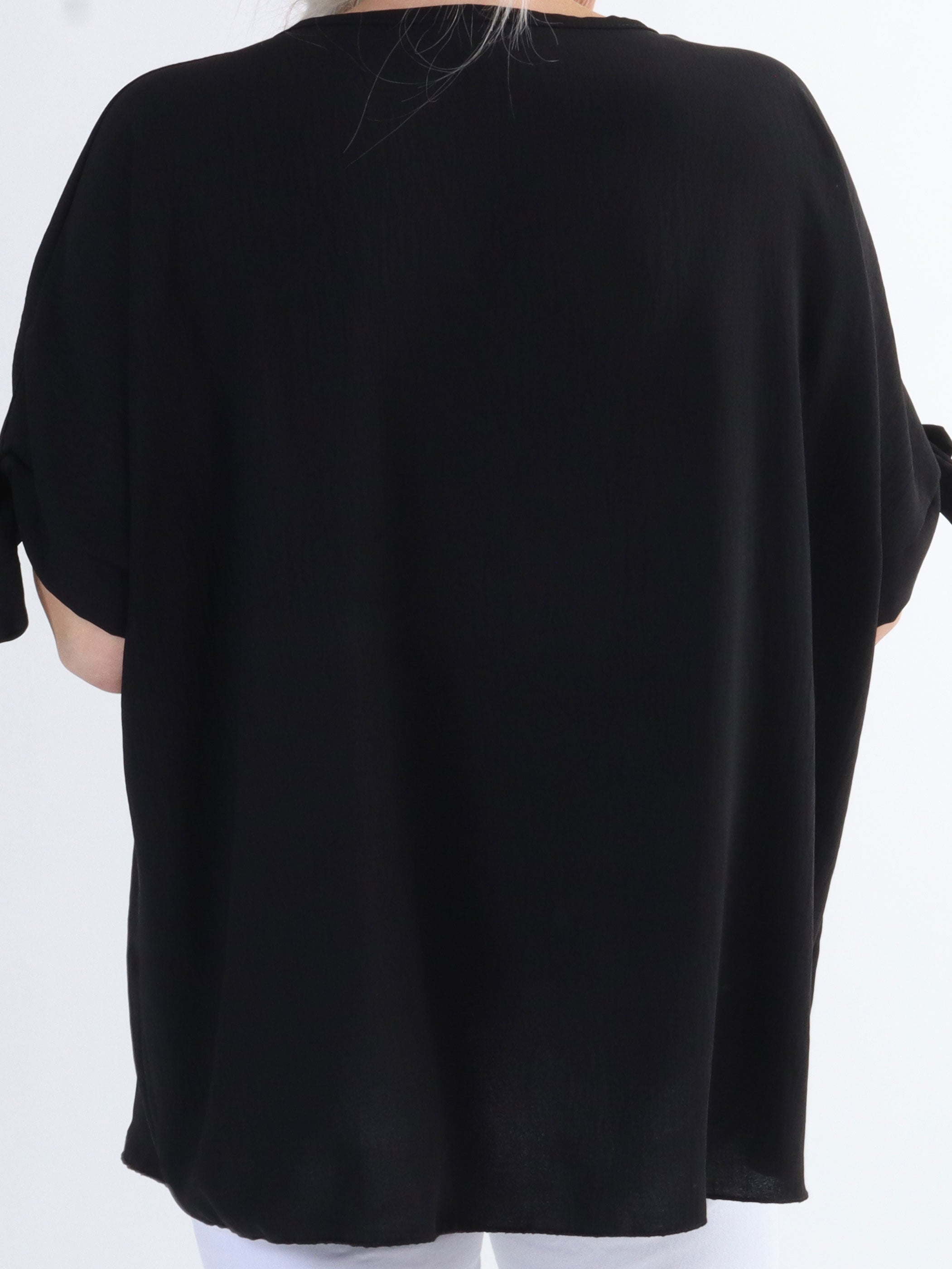 Frankie - Plus size tunika med dragkedja och öglade ärmar